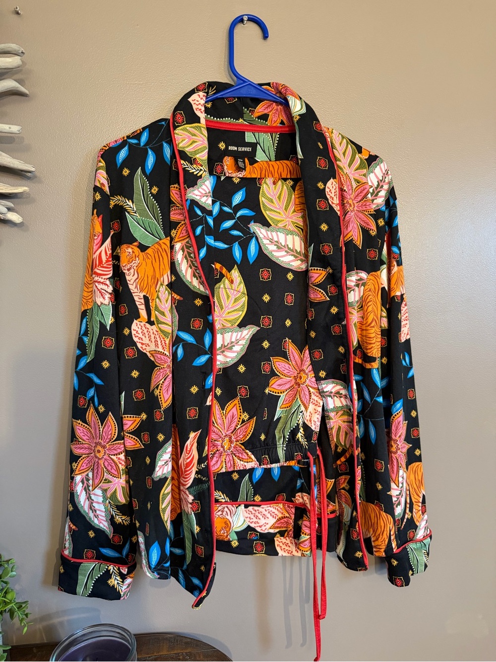 Room Service Pajama set.  Top and pants medium jungle theme.